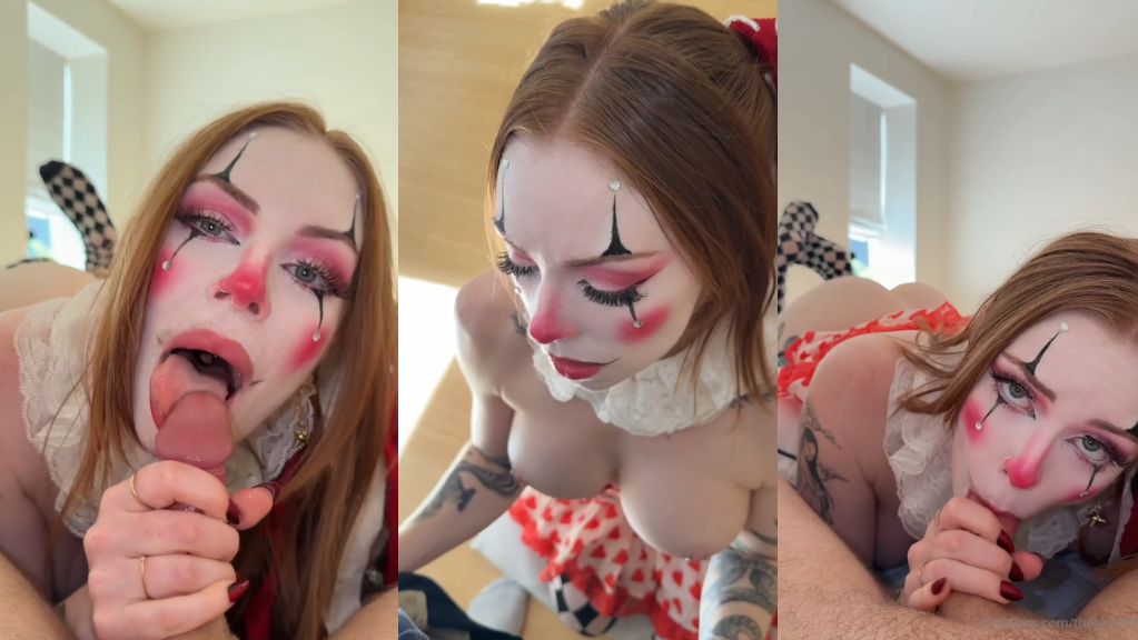 TheIvoryFox Horny Clown Girl Gives Sloppy Head And Takes Facial As Jester Onlyfans Video Leaked